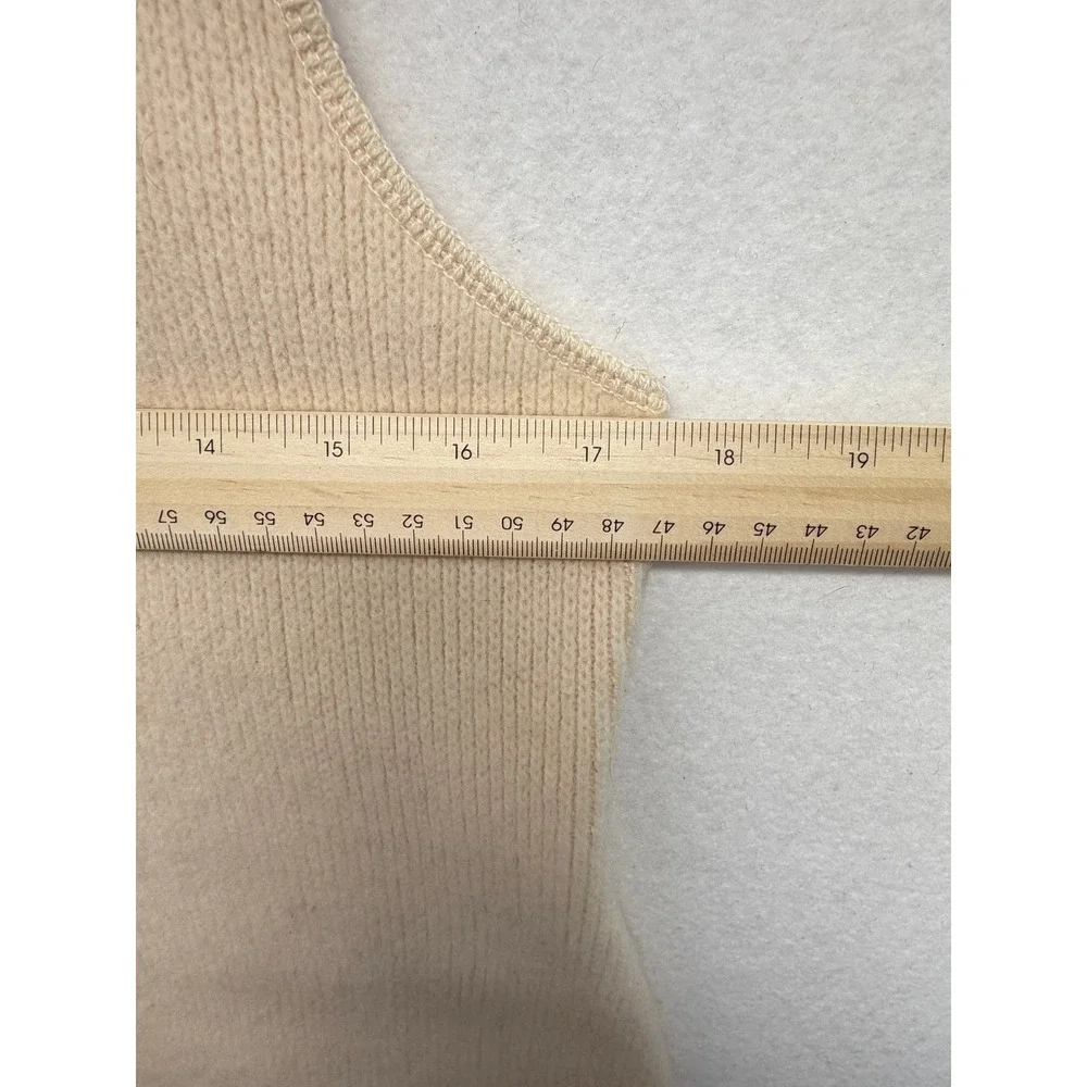 Donna Karan Collection Beige 100% Cashmere Sleeveless Turtleneck Sweater M